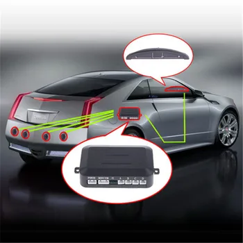4 Park Sensörleri LED Ekran Araba geri park etme radarı Kiti Yeni-Siyah - Görüntü 2  