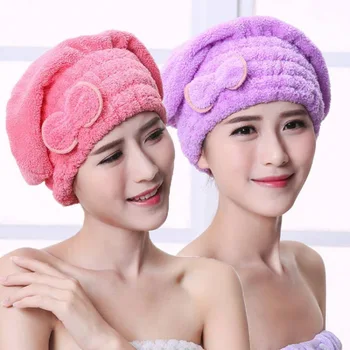 Spa İlmek Duş Başlığı Kadınlar için saç bonesi Mikrofiber Hızlı Saç Kurutma Banyo sarma havlusu Şapka Kap Banyo Banyo Aksesuarları - Görüntü 1  