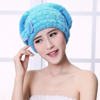 Spa İlmek Duş Başlığı Kadınlar için saç bonesi Mikrofiber Hızlı Saç Kurutma Banyo sarma havlusu Şapka Kap Banyo Banyo Aksesuarları - Görüntü 2  