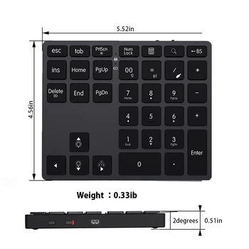 JOMAA 2.4 G + Bluetooth Sayısal Tuş Takımı Kablosuz Şarj Edilebilir Numpad Klavye Kablolu Numarası Klavye iPad Laptop için - Görüntü 2  