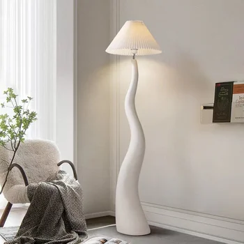 Iskandinav Krem Tarzı Oturma Odası Zemin Lambası Sessiz Tarzı Yatak Odası Çalışma Dikey Dekorasyon Yüksek Dereceli Aydınlatma - Görüntü 1  