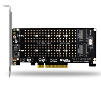 PCI - E X8 X16 Çift Disk Aktarım Kartı NVME M. 2 MKEY SSD RAID Dizisi Genişleme Adaptörü Anakart PCI-E 3.0 4.0 - Görüntü 1  