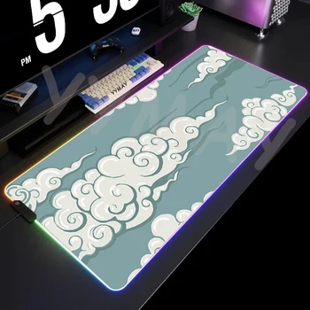 Büyük RGB Mouse Pad Bulut Oyun Mousepads LED Fare Mat Oyun Masası Paspaslar Kauçuk Masa Halı Arkadan Aydınlatmalı Masa Pedleri - Görüntü 1  