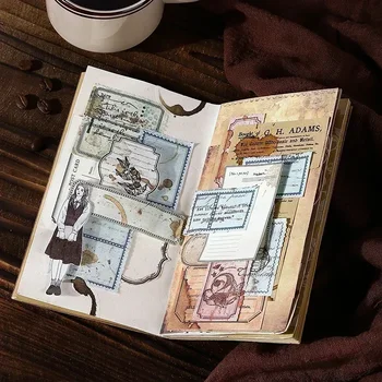 30 Yaprak Vintage Malzeme Kağıt Kahve Günlüğü Sınır Damga Hediye Defterleri Yazma Paketi Malzemeleri Arka Karalama Defteri 154 * 90MM - Görüntü 1  