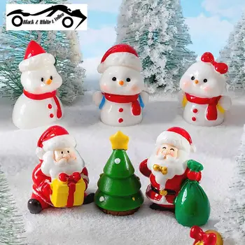 Noel Süs Reçine Minyatür Mikro Peyzaj Masa Dekorasyon Elk Noel Baba Süs noel ev dekorasyonu İçin - Görüntü 1  