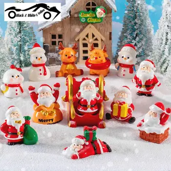 Noel Süs Reçine Minyatür Mikro Peyzaj Masa Dekorasyon Elk Noel Baba Süs noel ev dekorasyonu İçin - Görüntü 2  