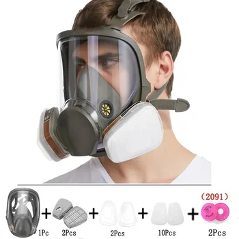 6800 Gaz Maskesi Anti-Sis Tam Yüz Maskesi Endüstriyel Boya Püskürtme Solunum İş Güvenliği Filtresi Formaldehit Koruma - Görüntü 1  
