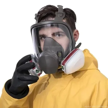 6800 Gaz Maskesi Anti-Sis Tam Yüz Maskesi Endüstriyel Boya Püskürtme Solunum İş Güvenliği Filtresi Formaldehit Koruma - Görüntü 2  