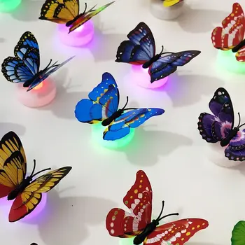 Kelebek gece ışıkları Pasteable 3D kelebek duvar çıkartmaları lambaları 1-10 ADET ev dekorasyon DIY oturma odası duvar Sticker aydınlatma - Görüntü 2  