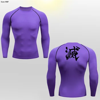 Iblis avcısı Baskı Erkekler Spor T-Shirt Vücut Geliştirme Koşu Gömlek Uzun Kollu Sıkıştırma T Shirt Erkek Spor Salonu Spor Sıkı Döküntü Bekçi - Görüntü 2  