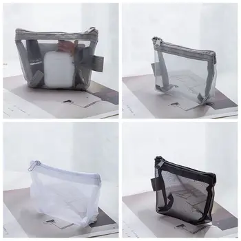 Değişim saklama çantası Net örgü Çanta Veri Kablosu saklama çantası Küçük Öğe Çantası Düz Renk kart çantası temizlik peçeteleri saklama çantası - Görüntü 2  
