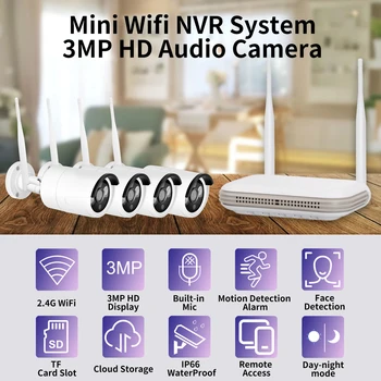 Gadınan 3MP 8CH güvenlik kamerası Sistemi Yüz Algılama HDMI POE NVR Kiti Açık Vdeo Gözetim Güvenlik Koruma ip kablosuz kamera - Görüntü 2  