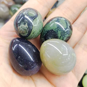 22 * 30mm 1 adet Doğal Taş Paskalya Renkli Yumurta Şekli Ev Dekorasyon Reiki şifa kristalleri Süsler Cilalı Taşlar DIY hediyeler - Görüntü 1  