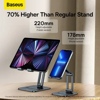 Telefonlar ve Tabletler için Baseus Masaüstü Çift Eksenli Katlanabilir Metal Stand - Görüntü 1  