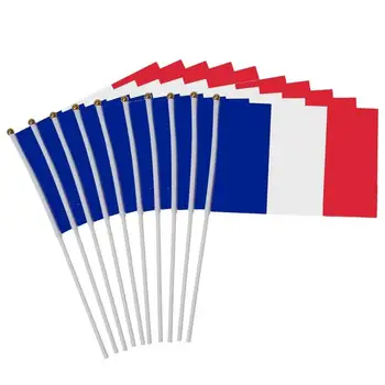 Fransız Bayrakları Sopa 10 Adet Mavi Beyaz Kırmızı Fransız Bayrağı El Sallayarak Bayrakları 5. 5X8. 3 inç El Düzenlenen Fransız Sopa Bayrakları Partiler İçin - Görüntü 1  