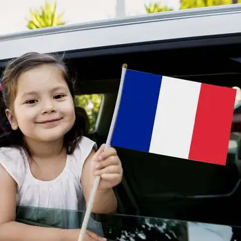 Fransız Bayrakları Sopa 10 Adet Mavi Beyaz Kırmızı Fransız Bayrağı El Sallayarak Bayrakları 5. 5X8. 3 inç El Düzenlenen Fransız Sopa Bayrakları Partiler İçin - Görüntü 2  