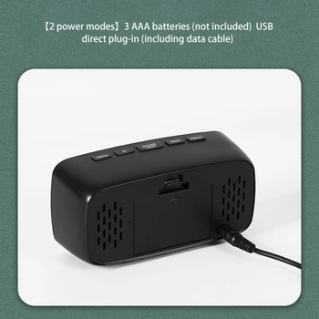 Akıllı dijital alarmlı saat Saat Başucu, LED seyahat USB Masa Saati İle 12 / 24H Tarih Sıcaklık Erteleme Yatak Odası İçin, Siyah - Görüntü 1  