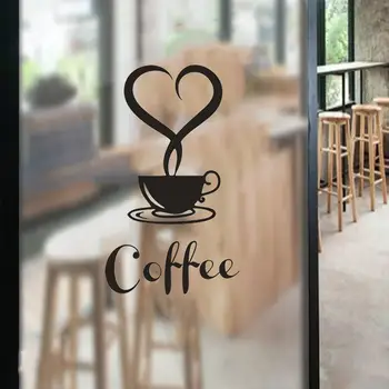 Kahve Fincanı Desen duvar çıkartmaları DIY Cafe Restaurant Oturma Odası Ev Dekorasyon Kendinden yapışkanlı El Oyma Mutfak Duvar Kağıdı - Görüntü 1  