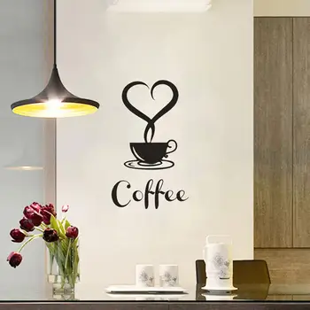 Kahve Fincanı Desen duvar çıkartmaları DIY Cafe Restaurant Oturma Odası Ev Dekorasyon Kendinden yapışkanlı El Oyma Mutfak Duvar Kağıdı - Görüntü 2  