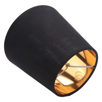 Siyah abajur şapkası altın Astarlı Klipsli ışık tonları mum avize Abajurlar, 6'lı Set - Görüntü 1  