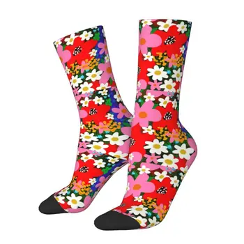 Soyut Hippi Çiçek Güç Desen erkek Mürettebat Çorap Unisex Eğlenceli İlkbahar Yaz Sonbahar Kış Elbise Çorap - Görüntü 2  