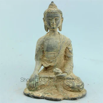 Eski Antika sanat Halk Kültürü bronz Buda heykeli Sakyamuni Dilek U Servet - Görüntü 2  