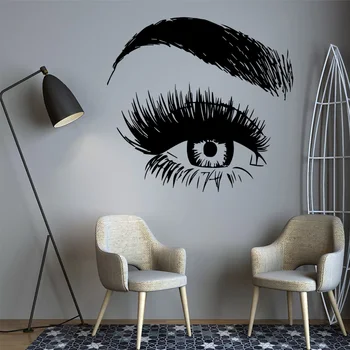 Güzellik salonu Kirpik Ve Kaşlar Gözler Vinil duvar çıkartmaları Yatak Odası Oturma Odası İçin Ev aksesuarları Dekor Kendinden yapışkanlı duvar kağıdı - Görüntü 1  