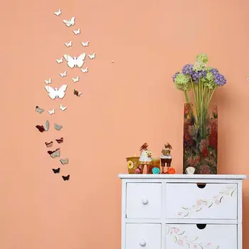 12/25 Adet Çıkarılabilir 3D Kelebek Duvar çıkartmaları Kendinden Yapışkanlı Vinil pencere Filmi Mobilya DIY Ev ve Konfor İçin Ev Dekor - Görüntü 2  