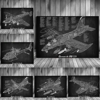 Baskılar Boyama Uçak Resimleri Duvar Resmi Blueprint Ev Dekor Patent Modüler Vintage Tuval Poster Modern Oturma Odası İçin - Görüntü 1  