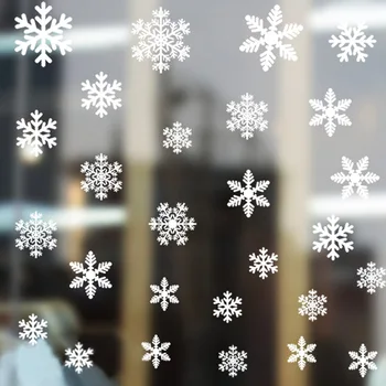 58 adet / grup kar tanesi elektrostatik Sticker Cam pencere çocuk odası kış ev dekorasyon Noel Duvar Çıkartmaları Çıkartması duvar kağıdı - Görüntü 1  