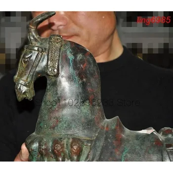 eski Çin shangzhou hanedanı Bronz Eşya fengshui kurban hayvan at heykeli - Görüntü 2  