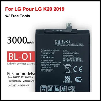 Yeni 3000mAh 3.85 V BL-01 BL-O1 Pil için LG K20 2019 / K8 + LG Dökün LM-X120EMW LMX120BMW Cep Telefonu Pil + Araçları - Görüntü 1  