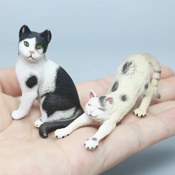 Kawaii Sevimli Minyatür Şanslı Kedi Sphynx Farsça Kedi Yavru Hayvan Aksiyon şekilli kalıp Heykelcik Pet Oyuncak araba Ev Masaüstü Süsler - Görüntü 2  