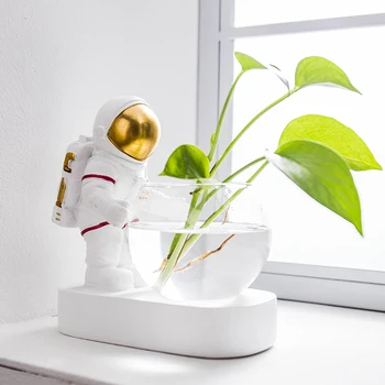 Modern Astronot Reçine Dekoratif Çiçek Saksıları Süsler Masaüstü Vazo Dekorasyon Astronauta Vazo Odası Ev Dekor Aksesuarları - Görüntü 1  