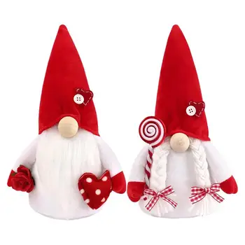 Peluş Gnome Bebek Sevgililer Günü Süslemeleri El Yapımı Zanaat Tomte Gnome Cüce Bebek Meçhul Bebek Süslemeleri Sevgililer Günü için Hediye - Görüntü 1  