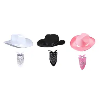 Cadılar Bayramı yürüyüş Cosplay için kovboy şapkası ve bandana kare saç atkı - Görüntü 1  