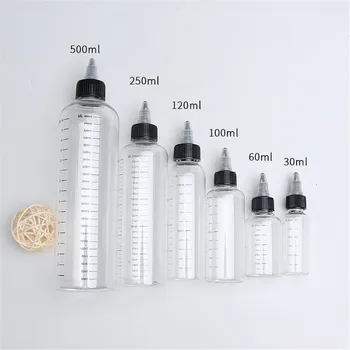 Şeffaf Plastik Mezun Şişeler Büküm Kapağı Seyahat Doldurulabilir sıkılabilir şişeler Sıvı Saç Boyası Kabı 30/60/100/120/250ml - Görüntü 1  