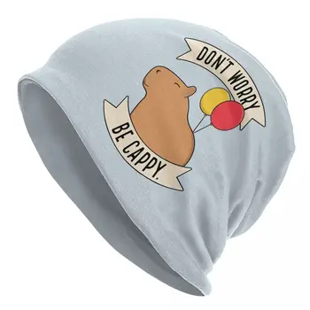 Sevimli Endişelenmeyin Be Capy Skullies bere şapkalar Capybara Vintage Unisex Sokak Kap Sıcak Çift kullanımlı Kaput Şapka - Görüntü 1  