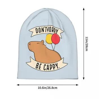 Sevimli Endişelenmeyin Be Capy Skullies bere şapkalar Capybara Vintage Unisex Sokak Kap Sıcak Çift kullanımlı Kaput Şapka - Görüntü 2  