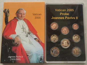 Orijinal Vatikan 2005 Euro Örnek Paraları 8 Adet bir Dizi Paul II hatıra parası Yepyeni İki Ton Paraları - Görüntü 1  