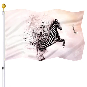 Zebra Bayrağı Tropikal Orman Hayvan Renkli Çift Dikişli Bayrakları Afiş Pirinç Grommets ile Ev Kapalı Sundurma Açık Dekor - Görüntü 1  