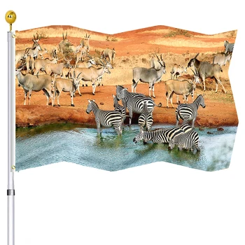 Zebra Bayrağı Tropikal Orman Hayvan Renkli Çift Dikişli Bayrakları Afiş Pirinç Grommets ile Ev Kapalı Sundurma Açık Dekor - Görüntü 2  