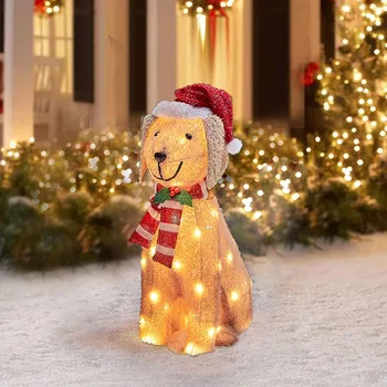 Yard noel köpek ve kedi ışık zinciri dekorasyon Led ışıkları noel sahne dekorasyon süslemeleri - Görüntü 1  