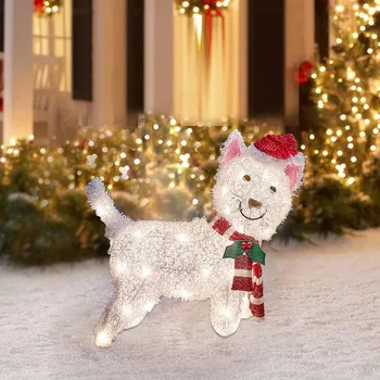 Yard noel köpek ve kedi ışık zinciri dekorasyon Led ışıkları noel sahne dekorasyon süslemeleri - Görüntü 2  