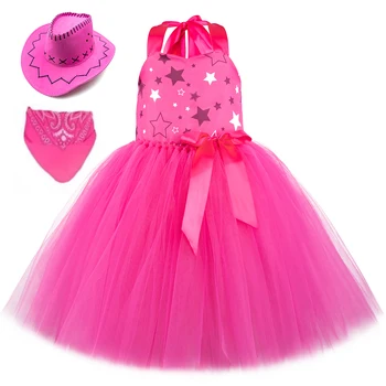 Sıcak Pembe Barbi Prenses Elbiseler Kızlar için Doğum Günü noel kıyafeti Cowgirl Cadılar Bayramı Kostümleri Film Diken Bebek Bale Tutuş - Görüntü 2  