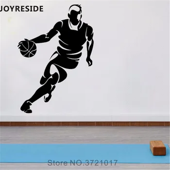 JOYRESIDE Basketbol Atlet Duvar Çıkartması Spor Stil Duvar Sticker Basketbol Oyuncu Vinil Çıkartması Ev Dekorasyonu İç Tasarım A724 - Görüntü 1  