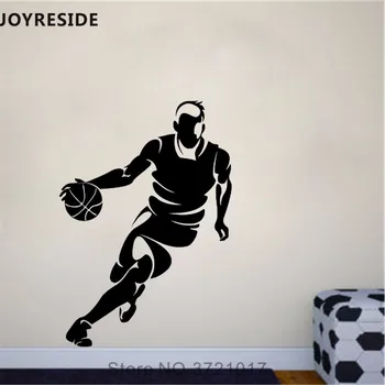JOYRESIDE Basketbol Atlet Duvar Çıkartması Spor Stil Duvar Sticker Basketbol Oyuncu Vinil Çıkartması Ev Dekorasyonu İç Tasarım A724 - Görüntü 2  