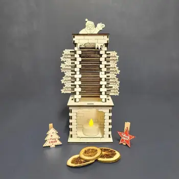 Ahşap Noel Santa Şömine Masaüstü Süs Karikatür Tatil Süslemeleri Masa Dekorasyon Ev için Yeni Yıl Noel Hediyesi - Görüntü 2  