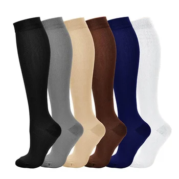 Naylon Kompresyon Çorapları Erkekler Kadınlar İçin Streç Basınçlı Varisli Damar Çorap Ağrı Kesici Yüksek Destek Düz Renk Çorap - Görüntü 1  