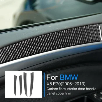 BMW için X5 E70 Aksesuarları Karbon Fiber İç Araba Kapı Kolu Paneli Kapak Trim Şeritler BMW E70 Pegatinas De Coche - Görüntü 1  